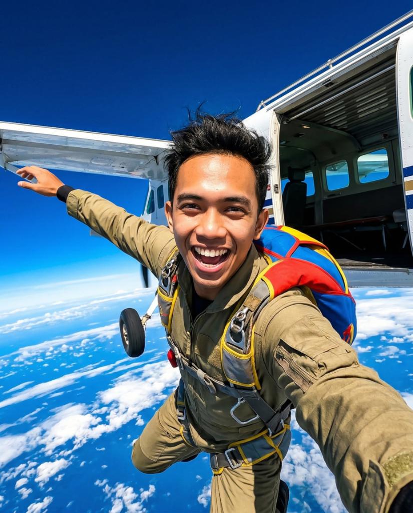 Skydiving · Terjun · Selfie Prompt