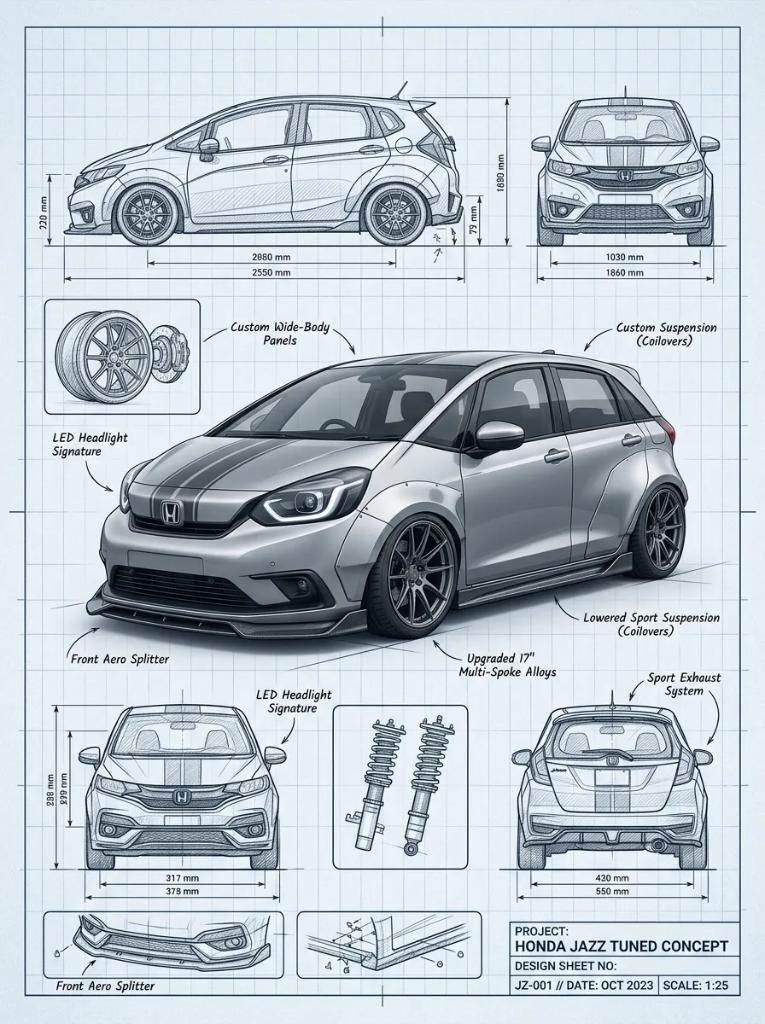 Automotive · Blueprint · Technical Sketch Prompt