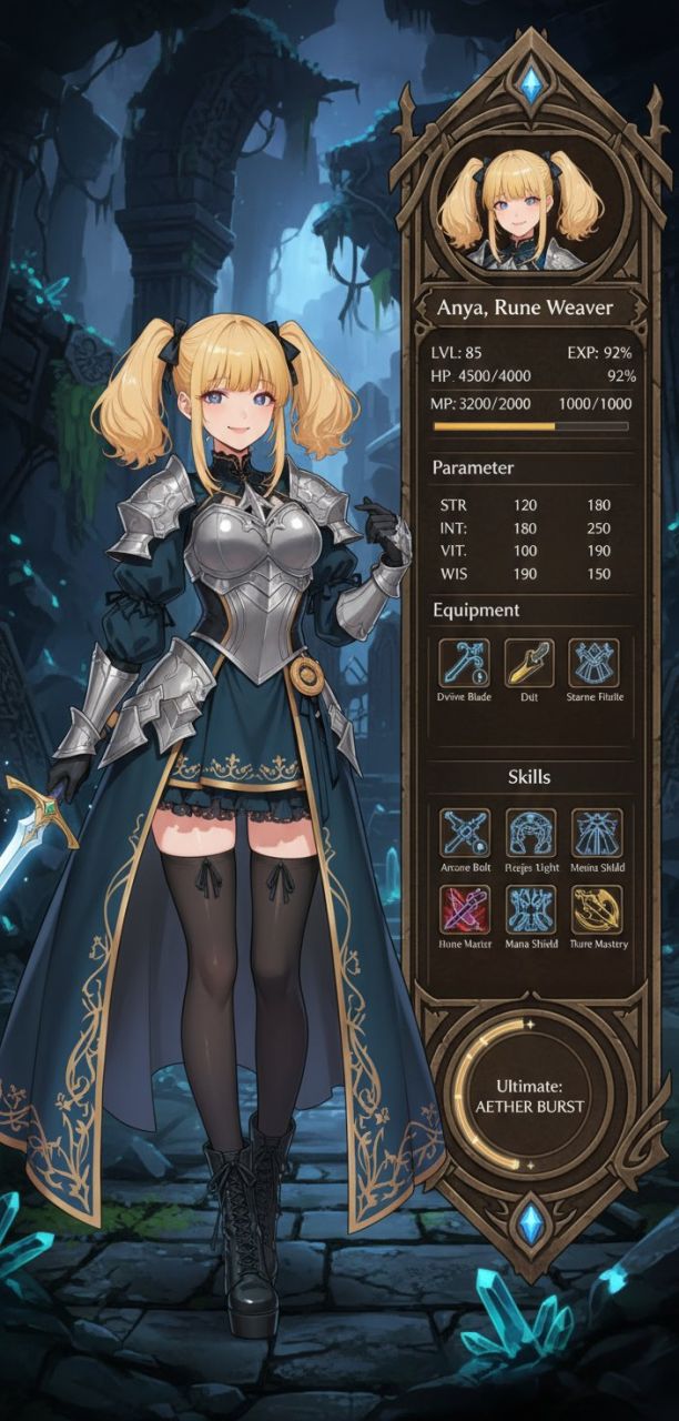Antarmuka Status Karakter RPG