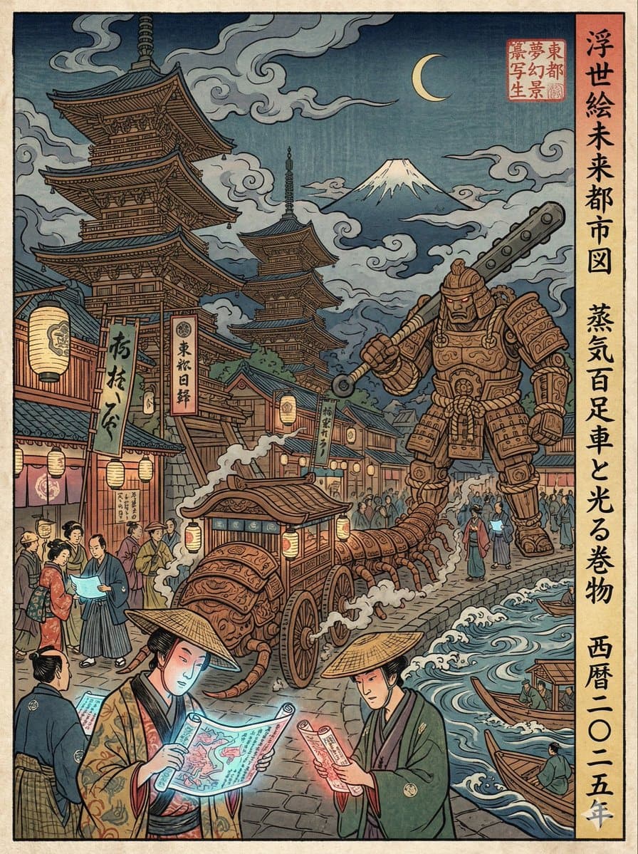 Ukiyo-e Zaman Edo dari Adegan Modern