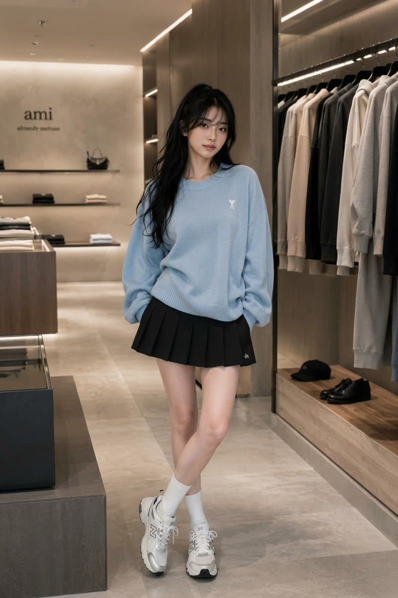 Potret Butik Sweater Rajut Biru Pastel