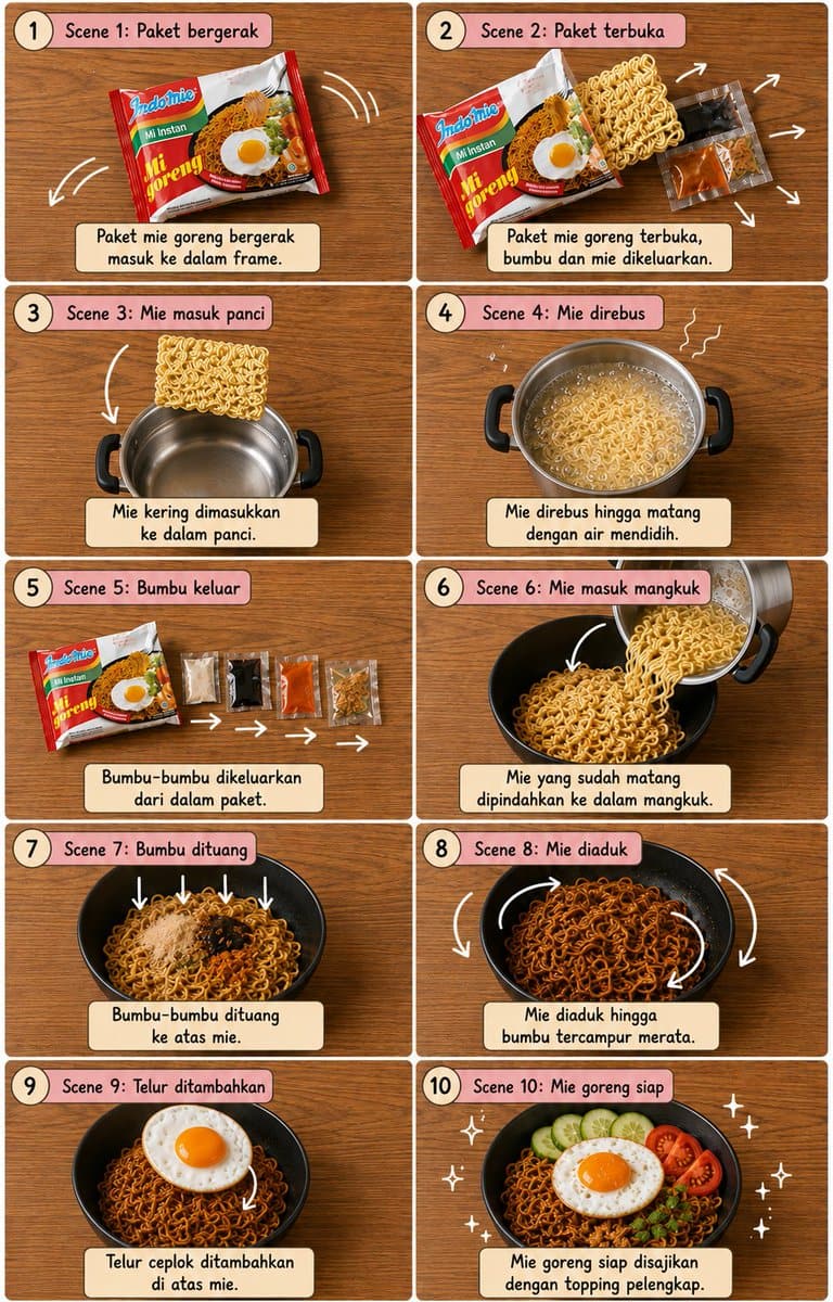 Tata Letak Storyboard Memasak Editorial