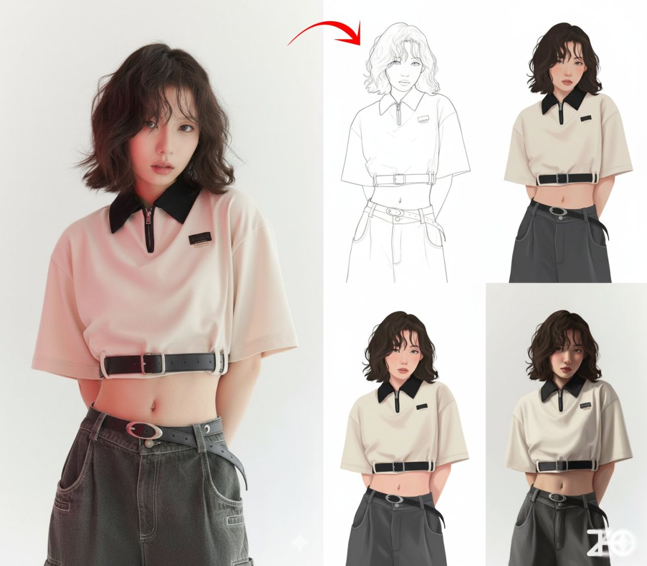 Proses Menggambar Ilustrasi Empat Panel
